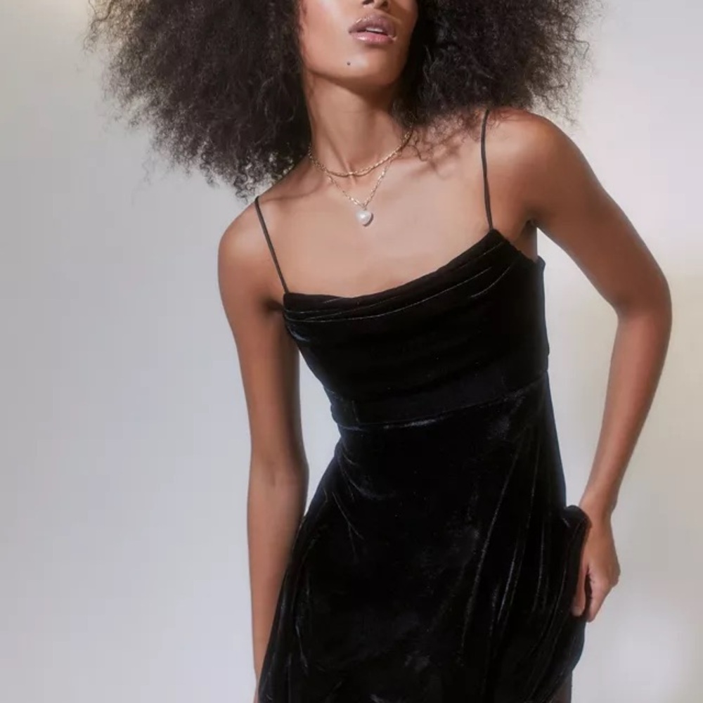 Urban Outfitters Black Velvet Mini Dress